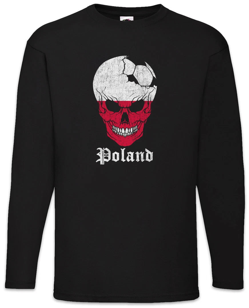 Poland Football Skull I Men Long Sleeve T-Shirt polish Soccer Flag World