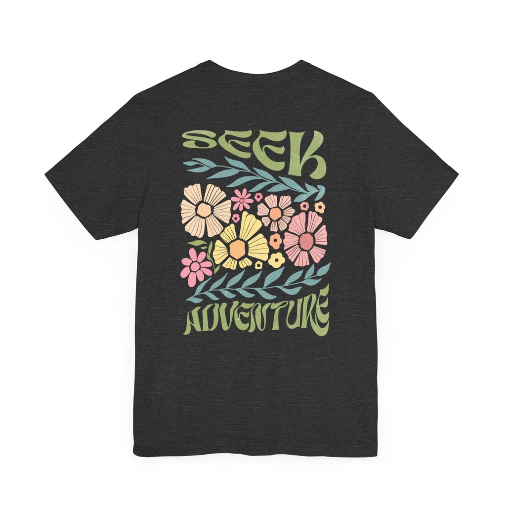 Boho Blumen T-Shirt – Suche das Abenteuer – Naturinspiriertes Wanderlust Design