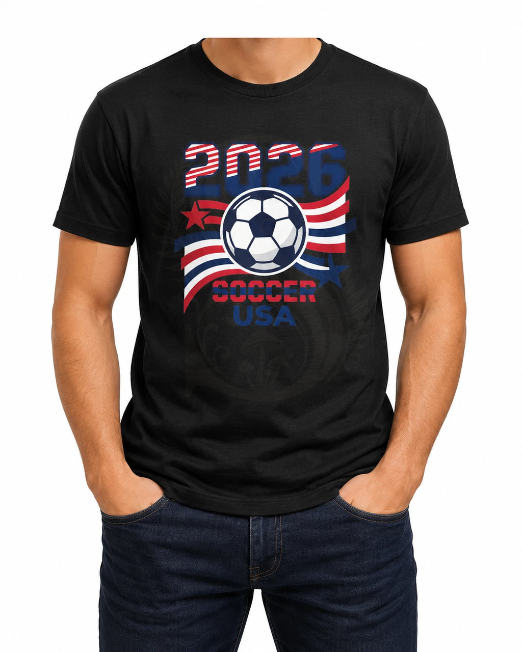 2026 Soccer USA T Shirt Patriotic American Soccer Fan Graphic Tee