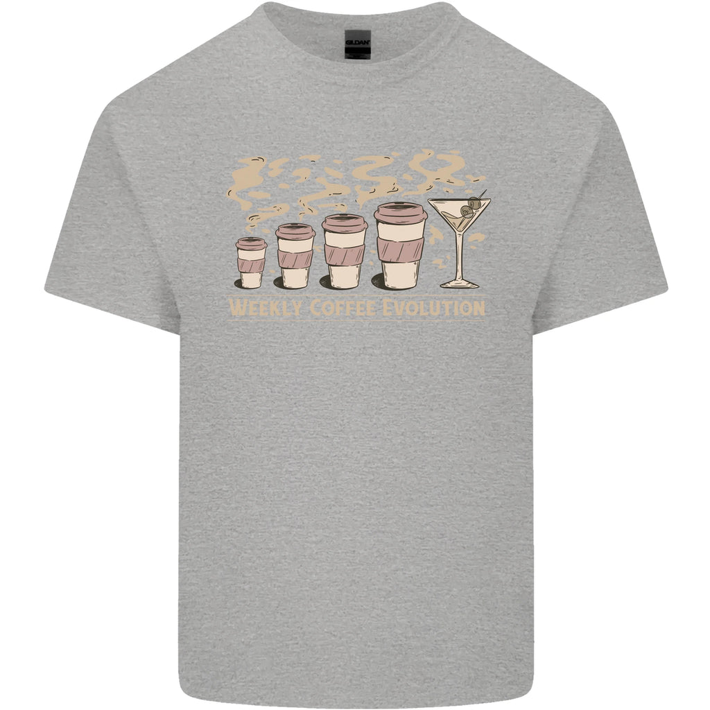 Weekly Coffee To Alcohol Evolution Wine Mens Light Cotton T-Shirt