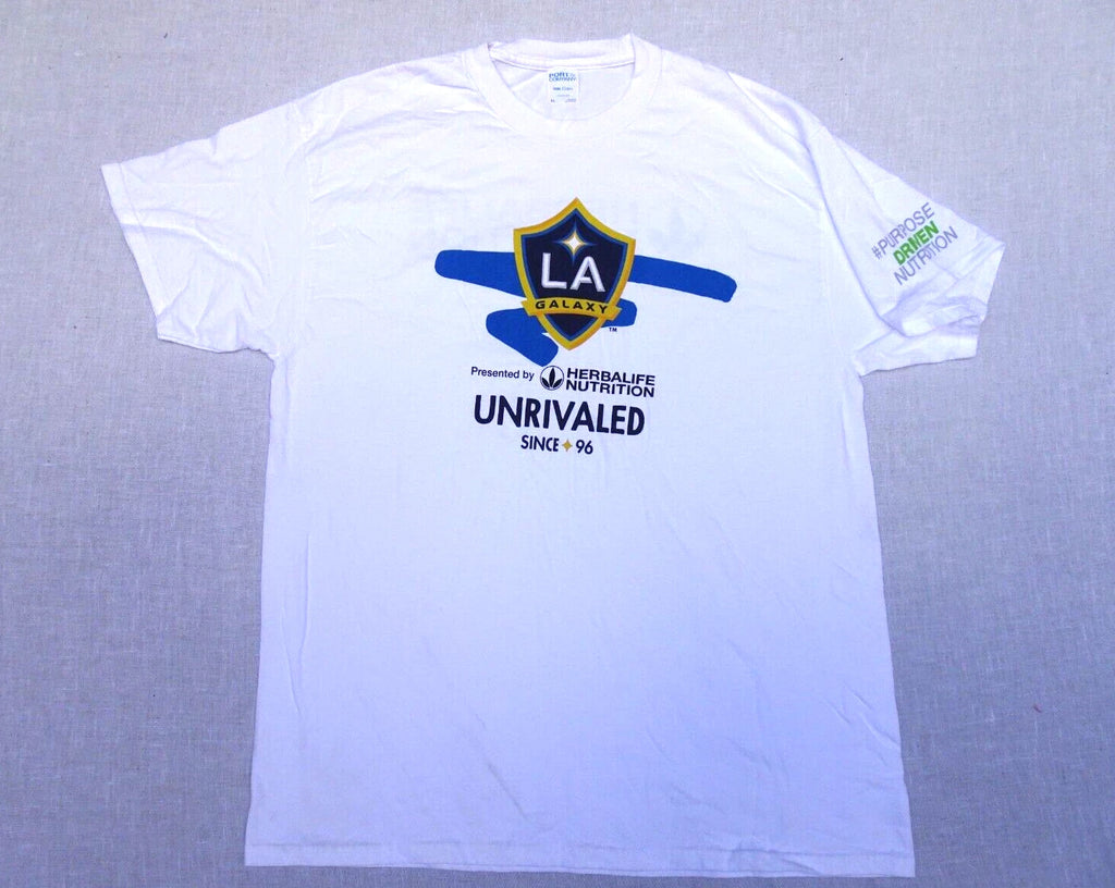 LA Galaxy MLS Soccer Unrivaled Since 96 T Shirt XL White EUC