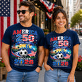 America Soccer 2028 Stadium Skyline Tee | USA Flag Futbol Design