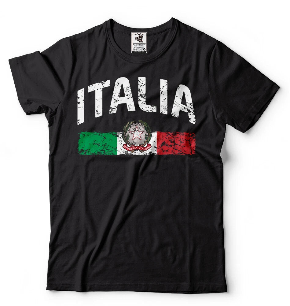 Mens T-shirt Italia Distressed Flag Soccer Fan Italy Italian Pride Heritage Tee