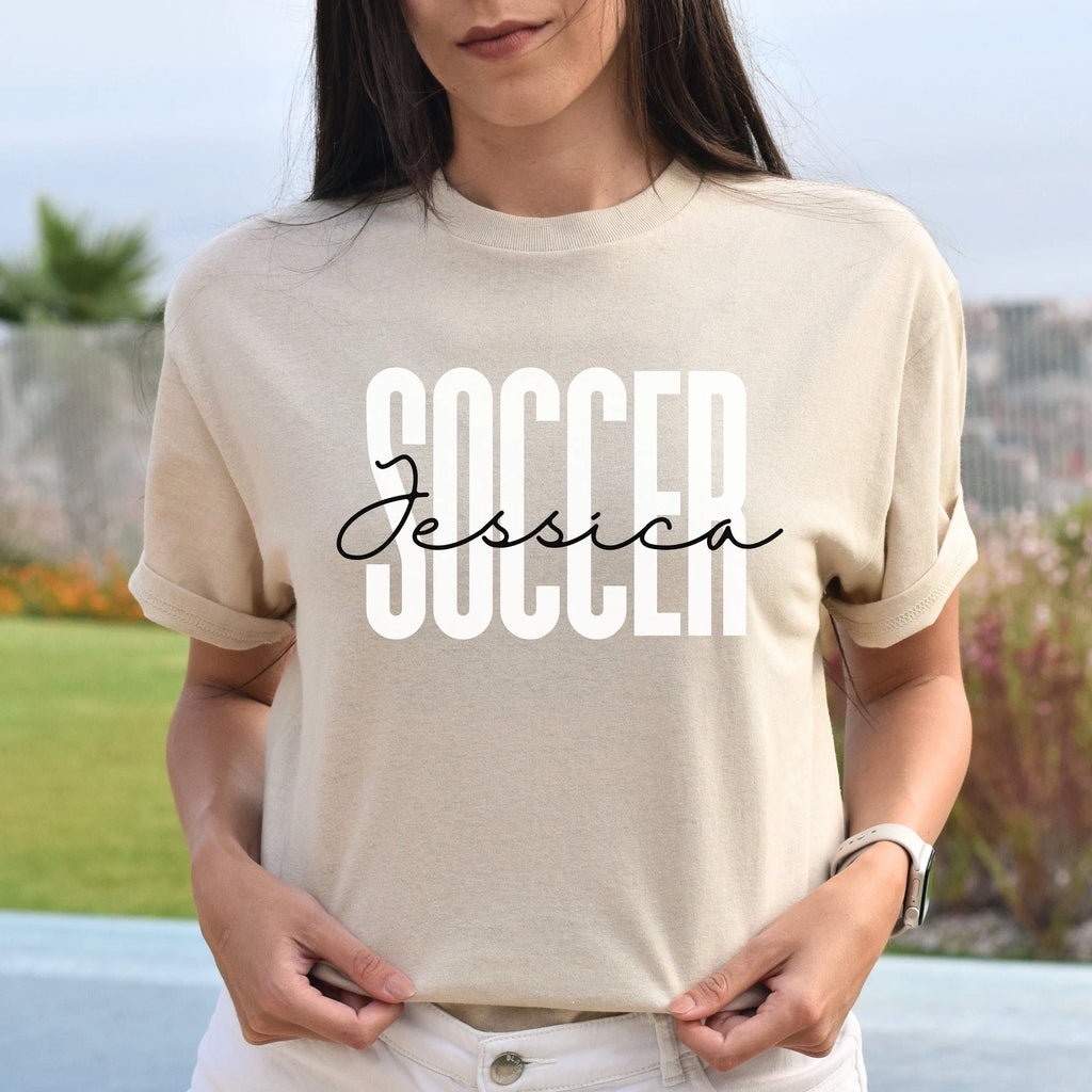 Personalized Soccer T-shirt gift Custom name Soccer player Soccer mom Unisex Tee