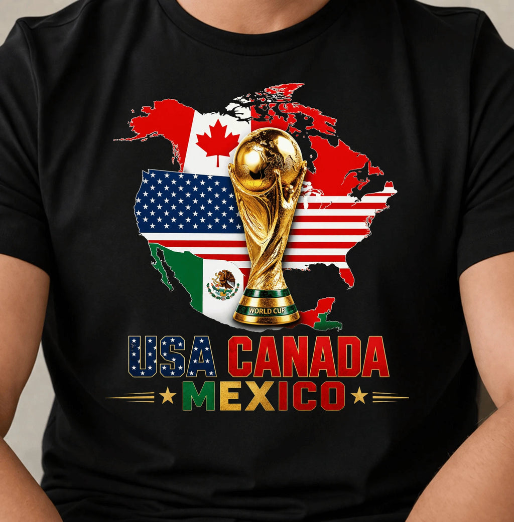 World Cup 2026 USA Canada Mexico T-Shirt Patriotic Soccer Fan Gift Tee Premium