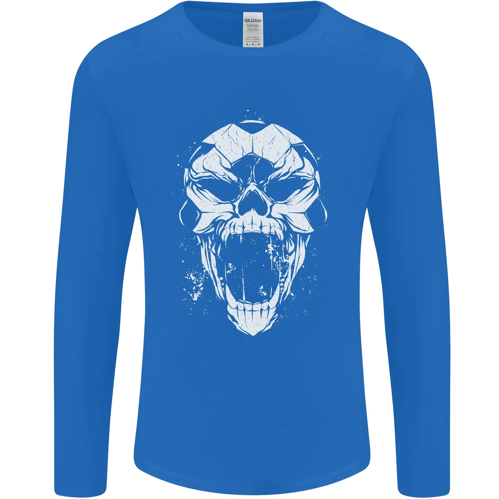 A Football Skull Footy Soccer Mens Long Sleeve T-Shirt