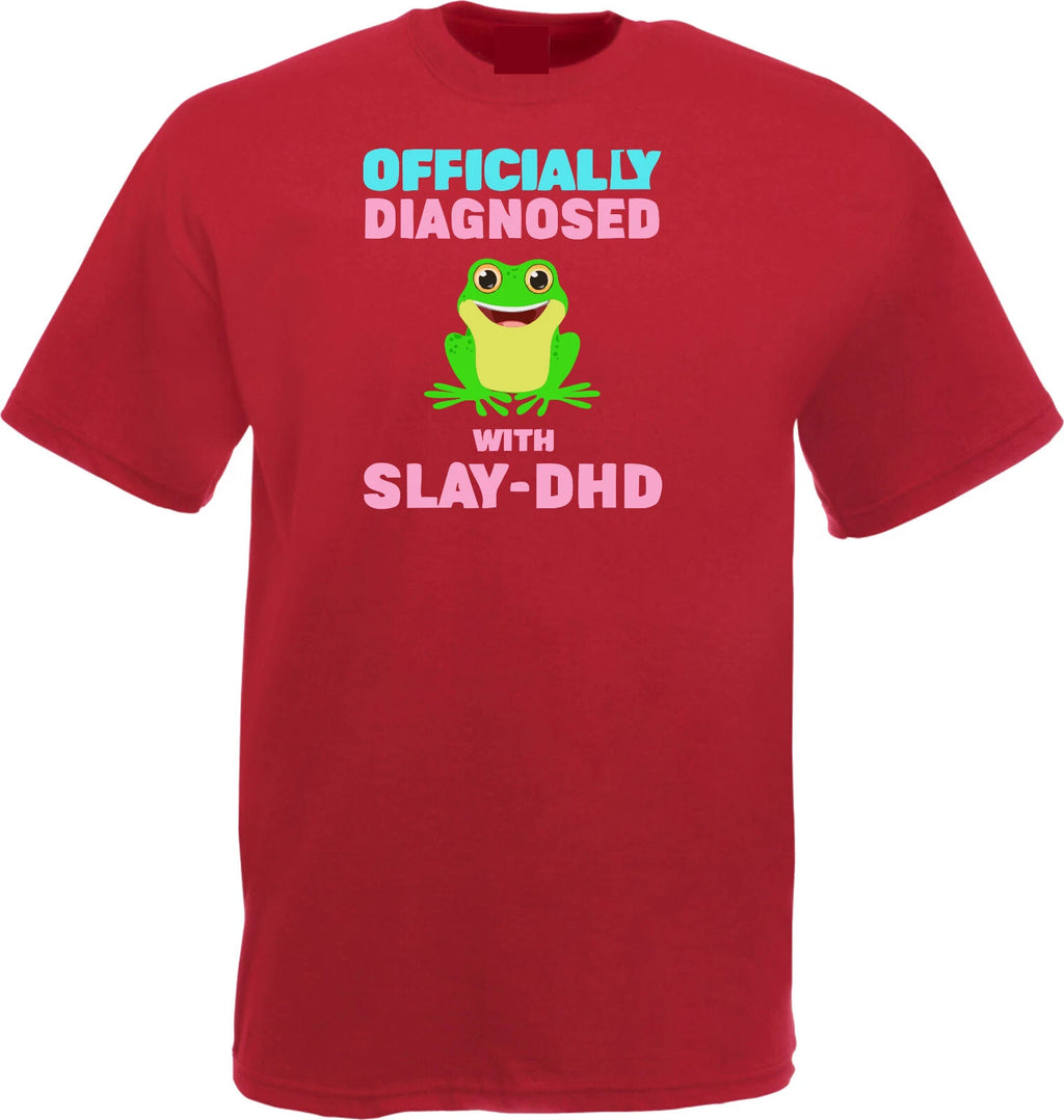 Diagnosed with slay- dhd T-Shirt, Funny Meme Frog Shirt, Unisex Kids Tee Top