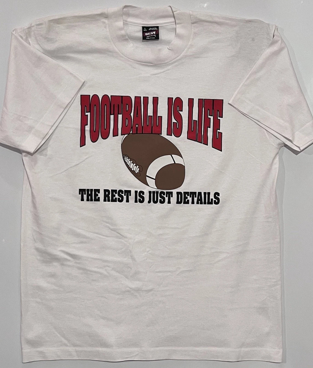 VTG T-Shirt  (Football Is Life)  Rare Fruit Of The Loom BEST Tag 1993 Adult L