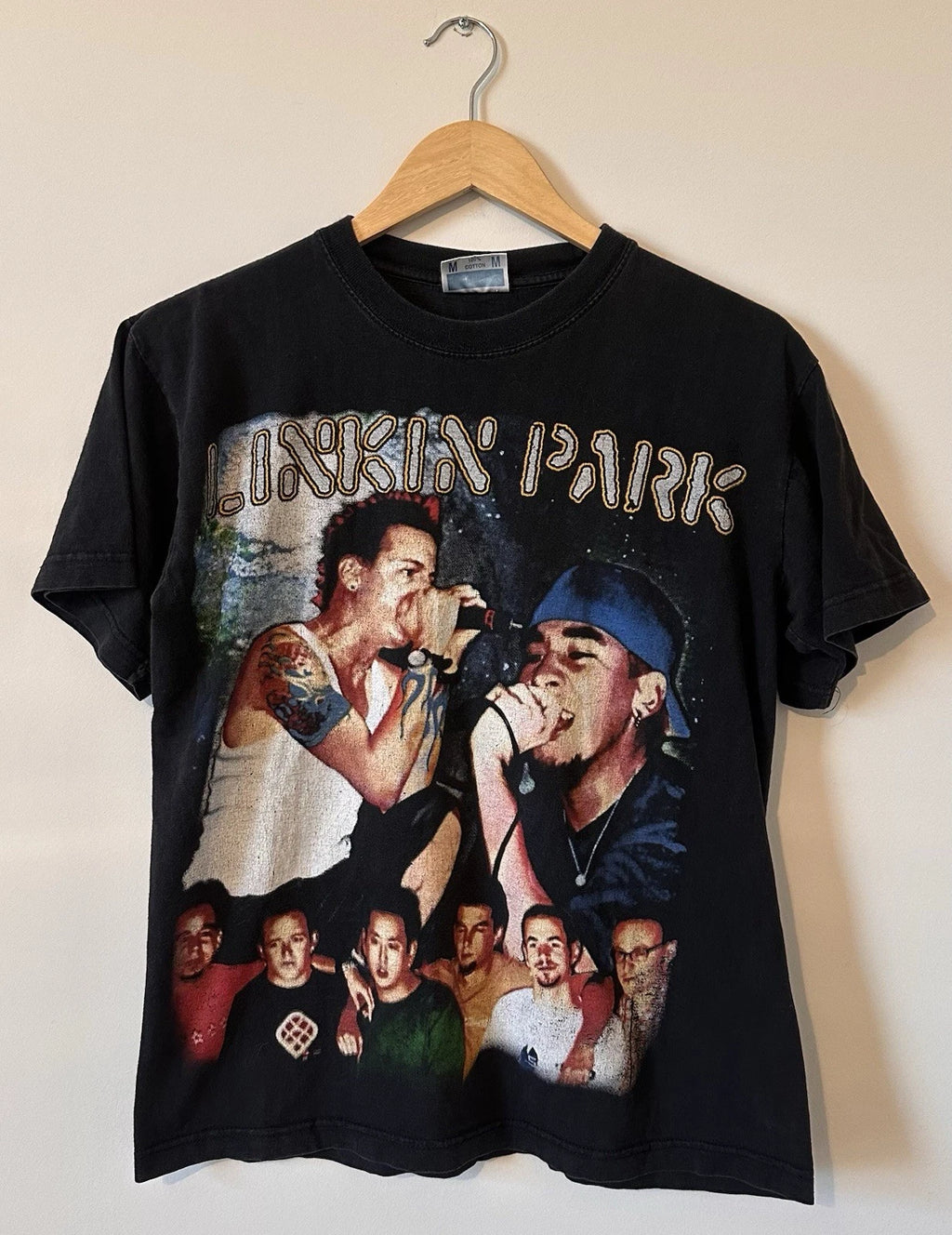 Vintage Y2K Bootleg Linkin Park LP Rock Band Black Rap Tee Shirt Sz M Rare
