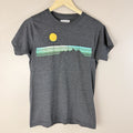 Open Bar Graphic T Shirt Small Gray Minimalist Nature Sunset Indie Outdoors Tee