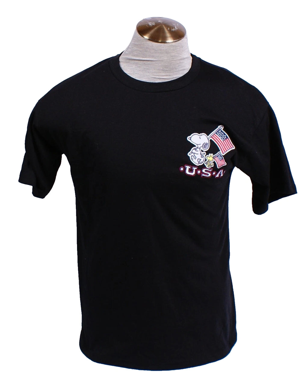 Peanuts Men's M Black U.S.A. Patriotic Short Sleeve T-Shirt