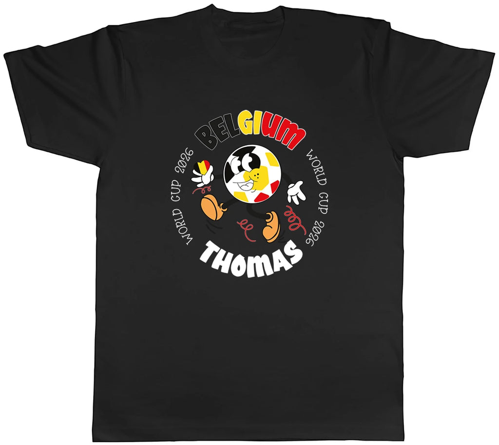 Personalised Belgium World Cup Heart Football Fan Mens T-Shirt Tee Gift Top
