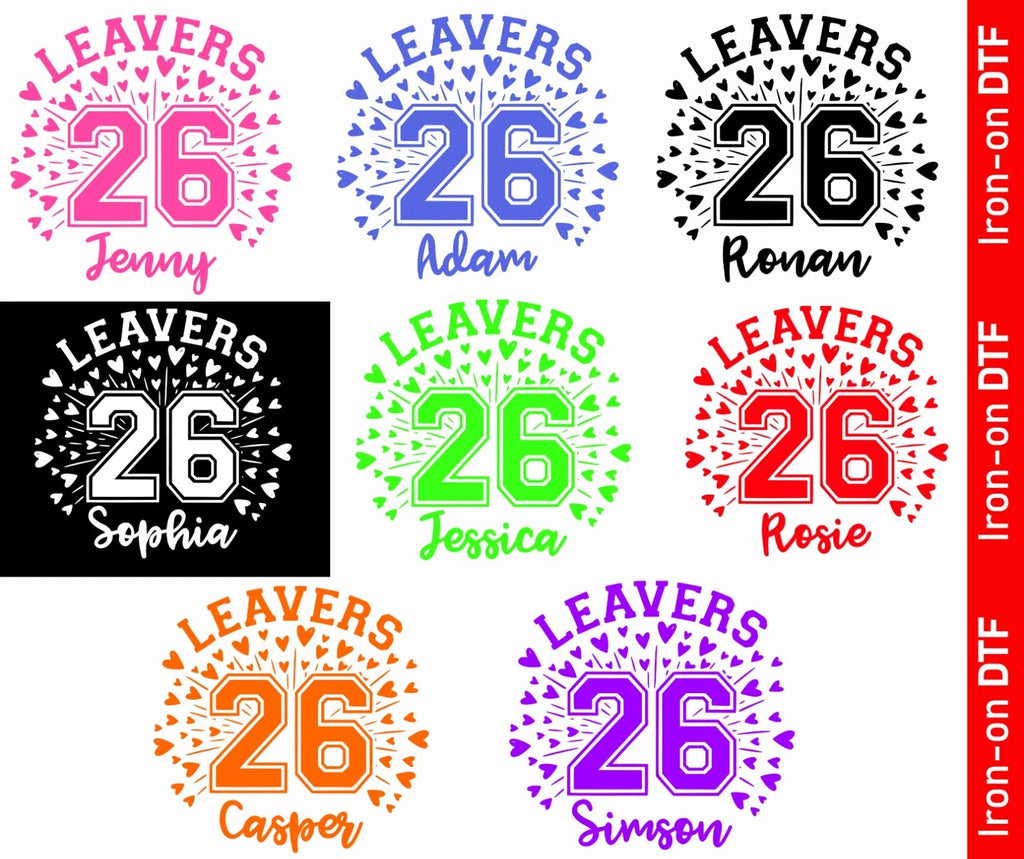 Personalised School Leavers Class Of 2026 DTF Iron On Heat Transfer Girls Boys