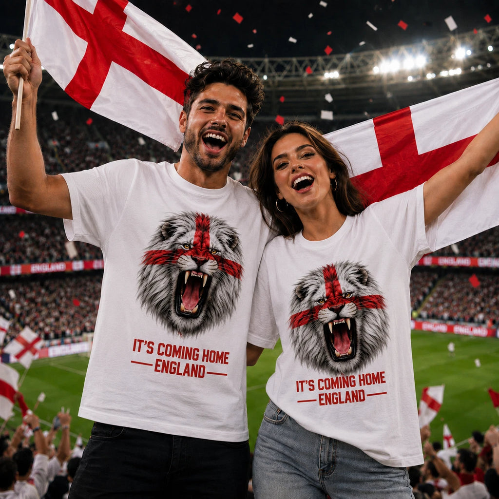 England Lion Graphic Football Supporter Shirt Gift for Match Day Fans