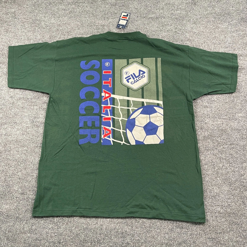 NWT Vintage 90s FILA Calcio Italia futbol Soccer Shirt Large 24x29 Green