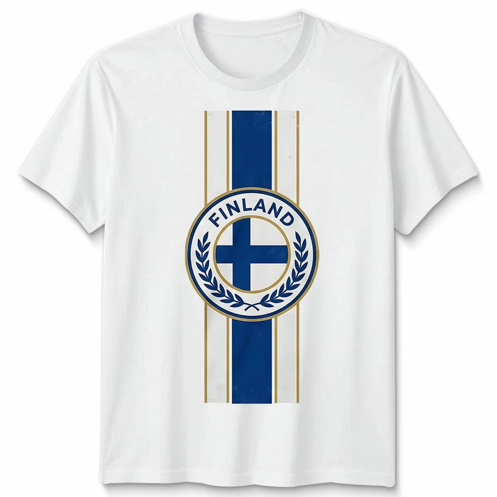 Unisex Finland Retro Strip Style Football Tshirt Game Day Soccer Men Women Tee