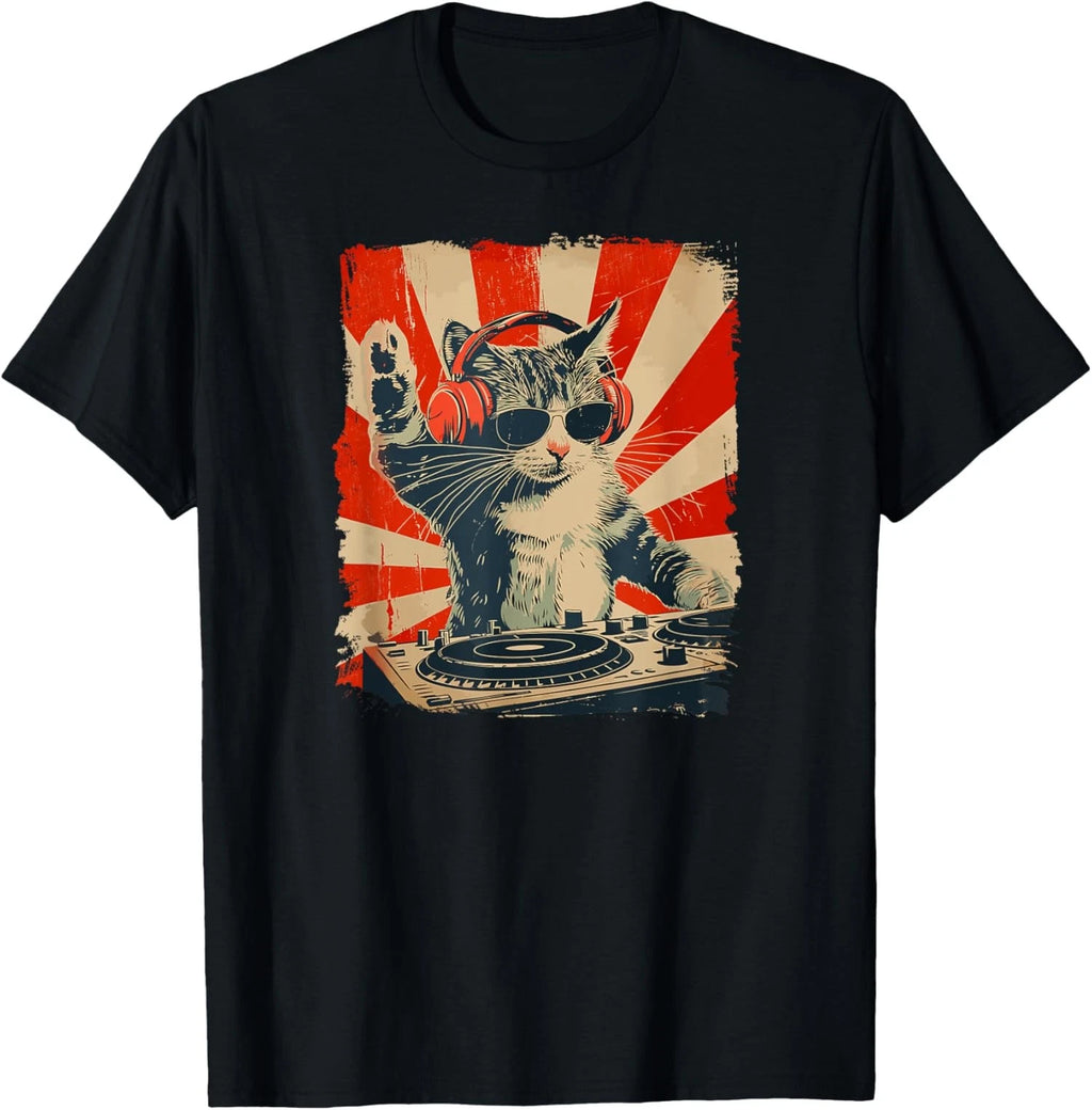 Funny DJ Cat Disco Sound Tech Headphone Music Fun Unisex T-Shirt