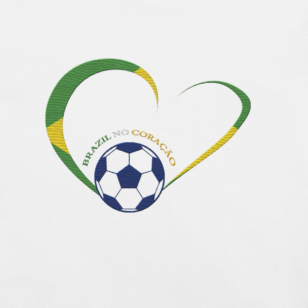 Soccer White Wet T-Shirt Brazil Heart Embroided World Cup Premium Tee Shirt 2026