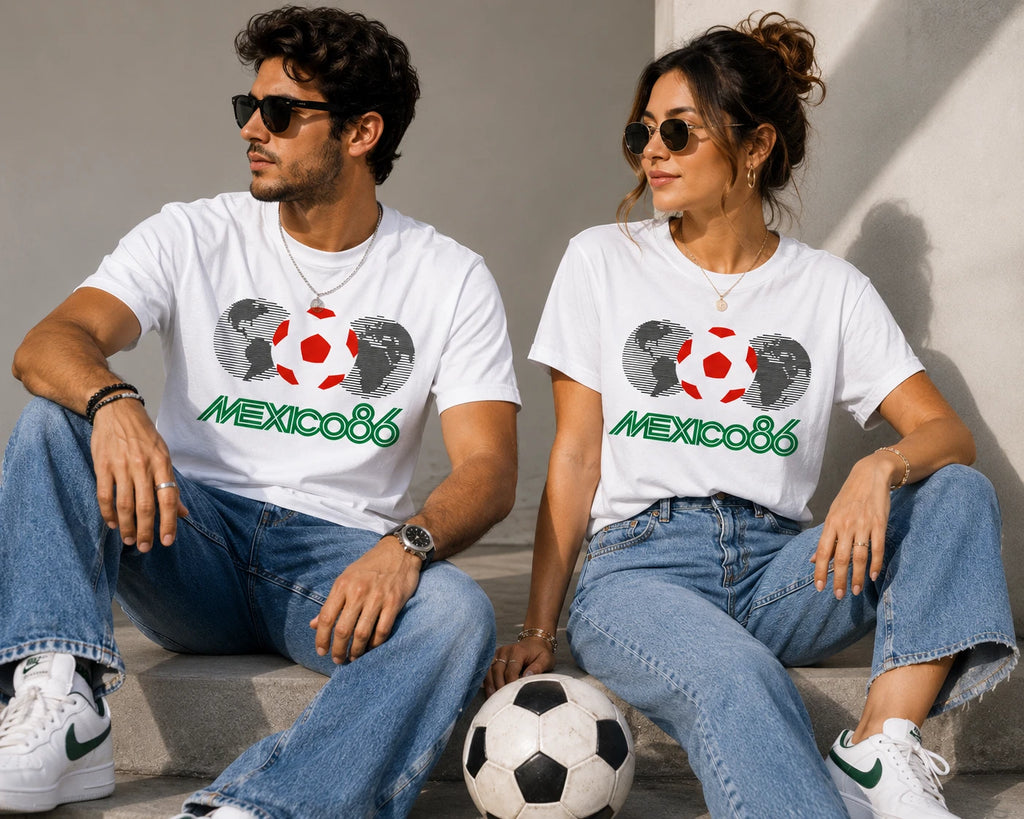 Mexico 86 Retro Soccer Shirt Vintage Futbol Tee Mexican Football Fans