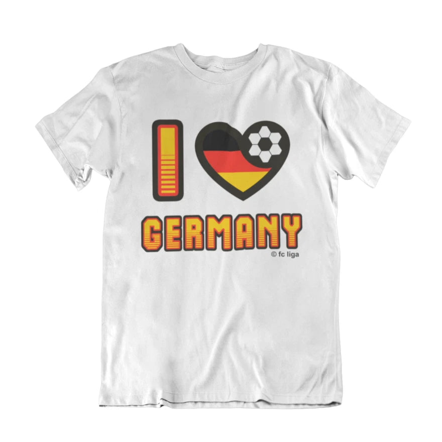 I LOVE GERMANY Football T-Shirt  World Cup 2026, Adults Kids Or Baby, World Cup