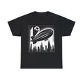 Unisex Adult T Shirt Art Deco Zeppelin Over Skyline Monochrome Minimalist Tee