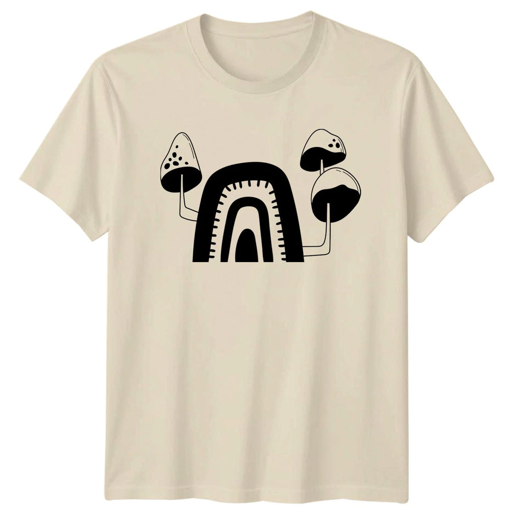 Boho Mushroom Rainbow Abstract Art T-Shirt Whimsical Fungi Nature Lovers