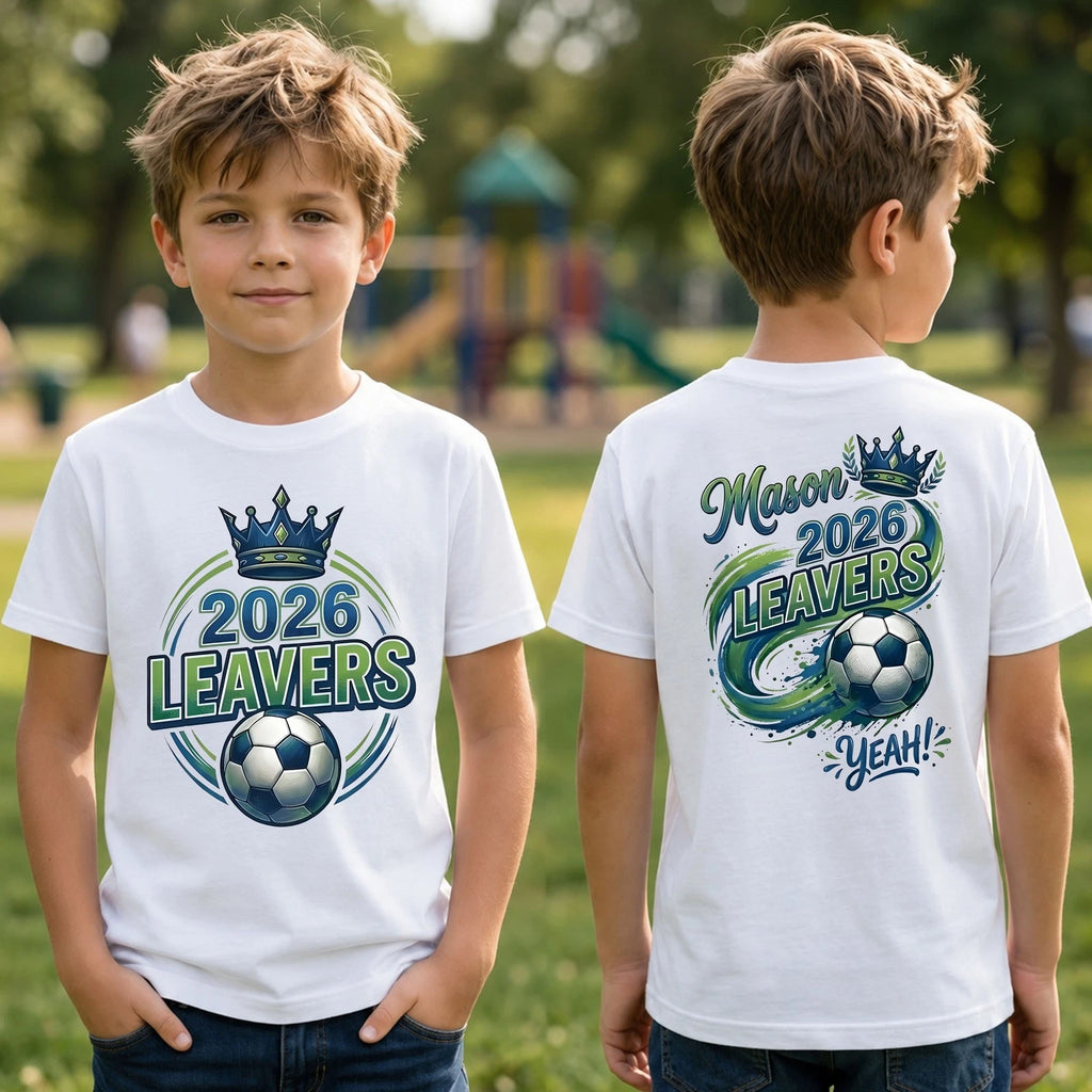 2026 Leavers Football Tee | Personalised Kids School Graduation T-Shirt