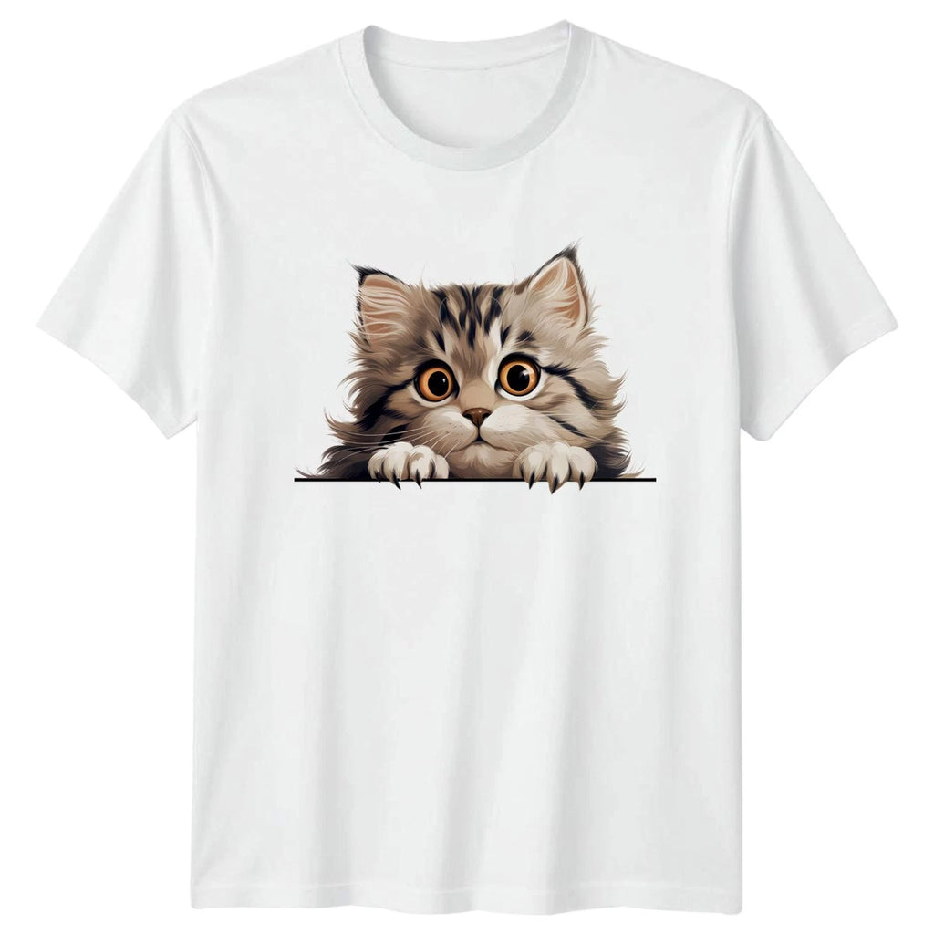 Cute Peeking Kitten Cat Lover T-Shirt Pet Owner Gift For Him And Her