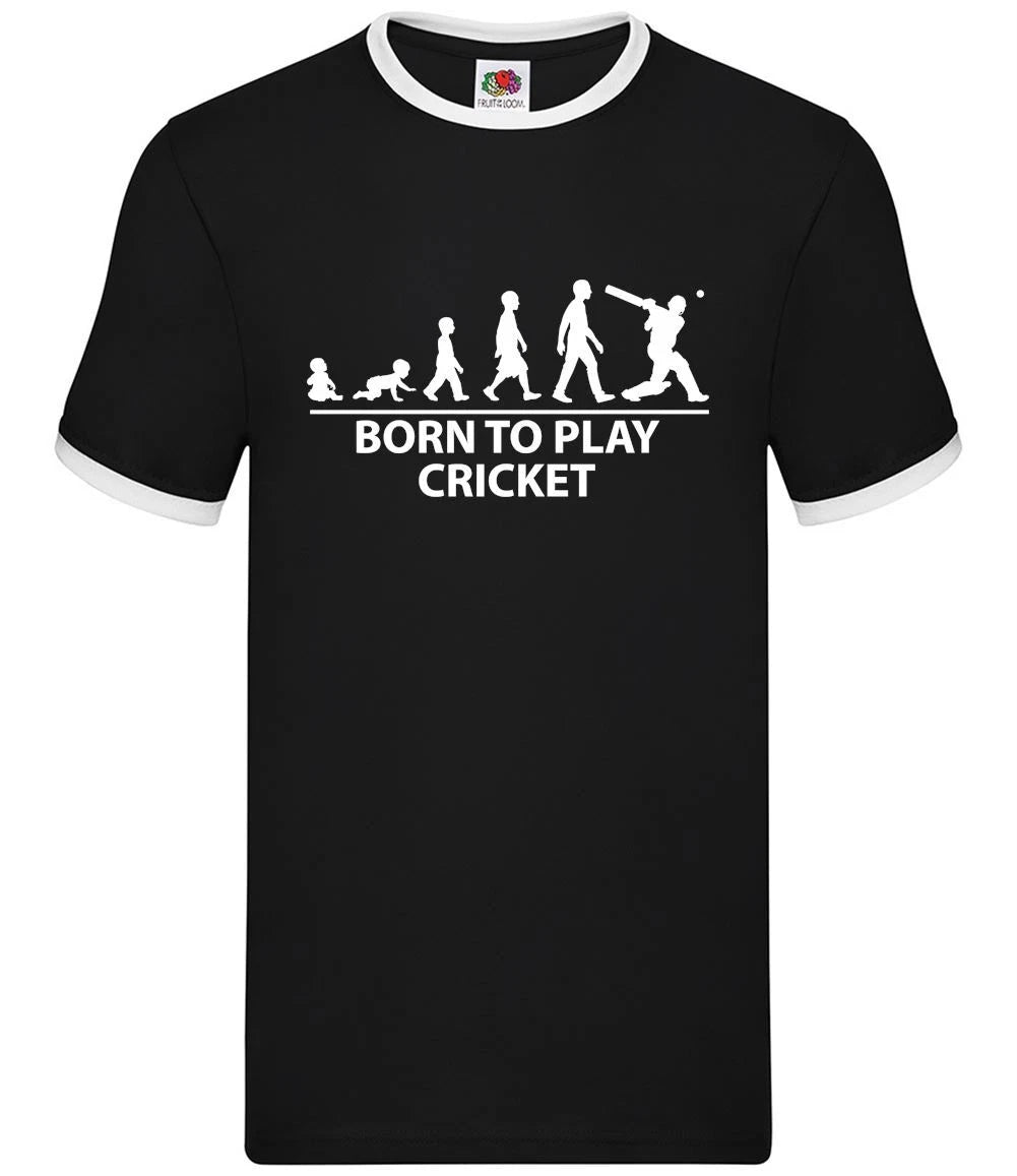 Born To Play Cricket - Mens Ringer - Player Love Ashes Bat Fan England