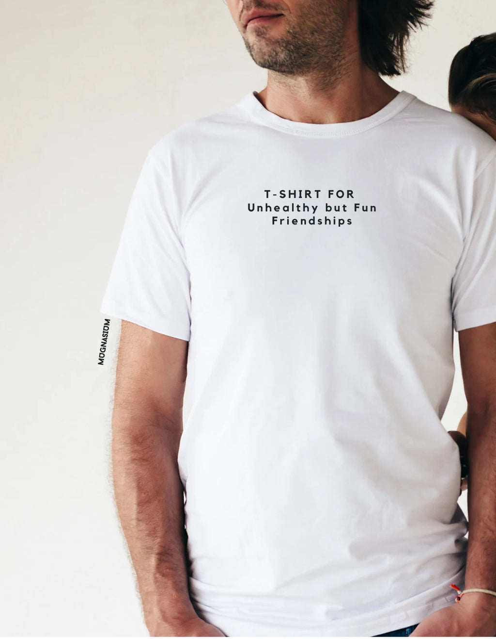 Men's T-shirt (White) Tshirt for Unhealthy But Fun Friendships