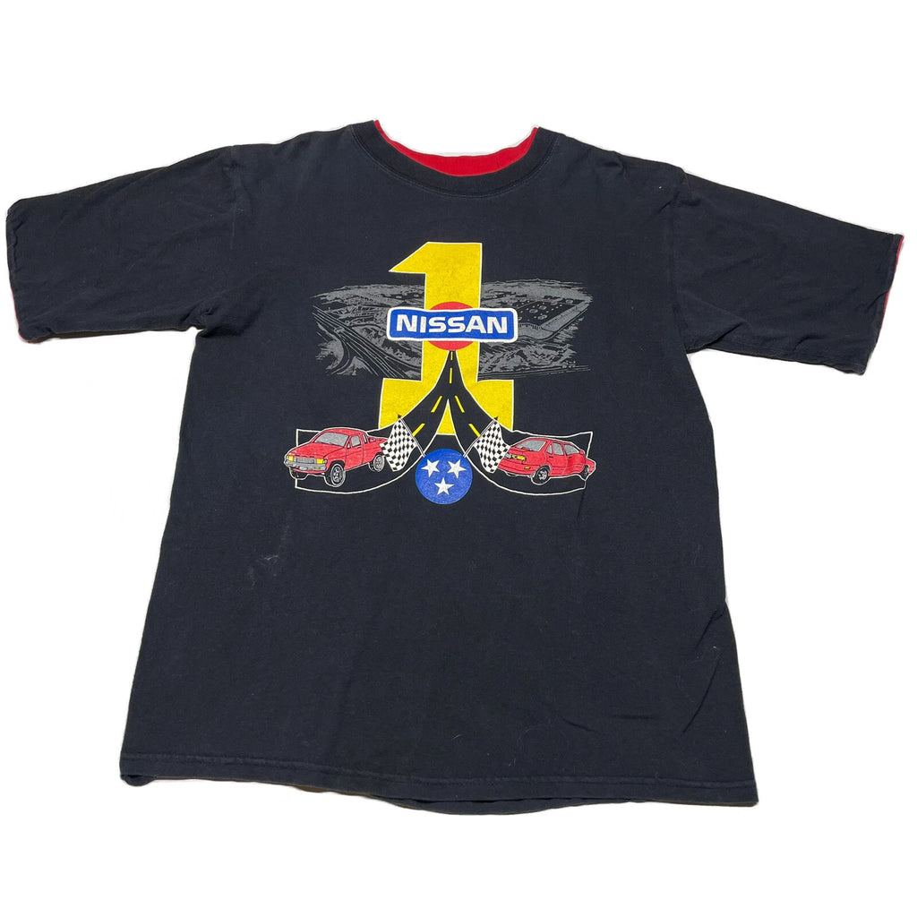 Vintage 80s Nissan Cars T-Shirt Mens Large Racing Logo Art Streetwear USA Made