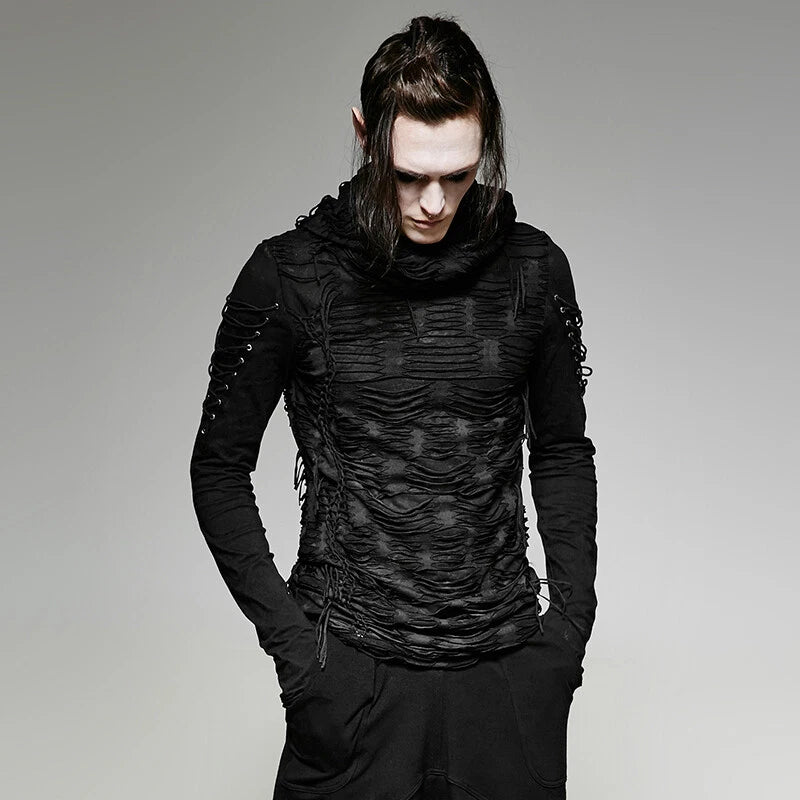 Punk Rave Darknet Men's Slash Hooded Top • Ships in 2-4 Weeks • Gothic