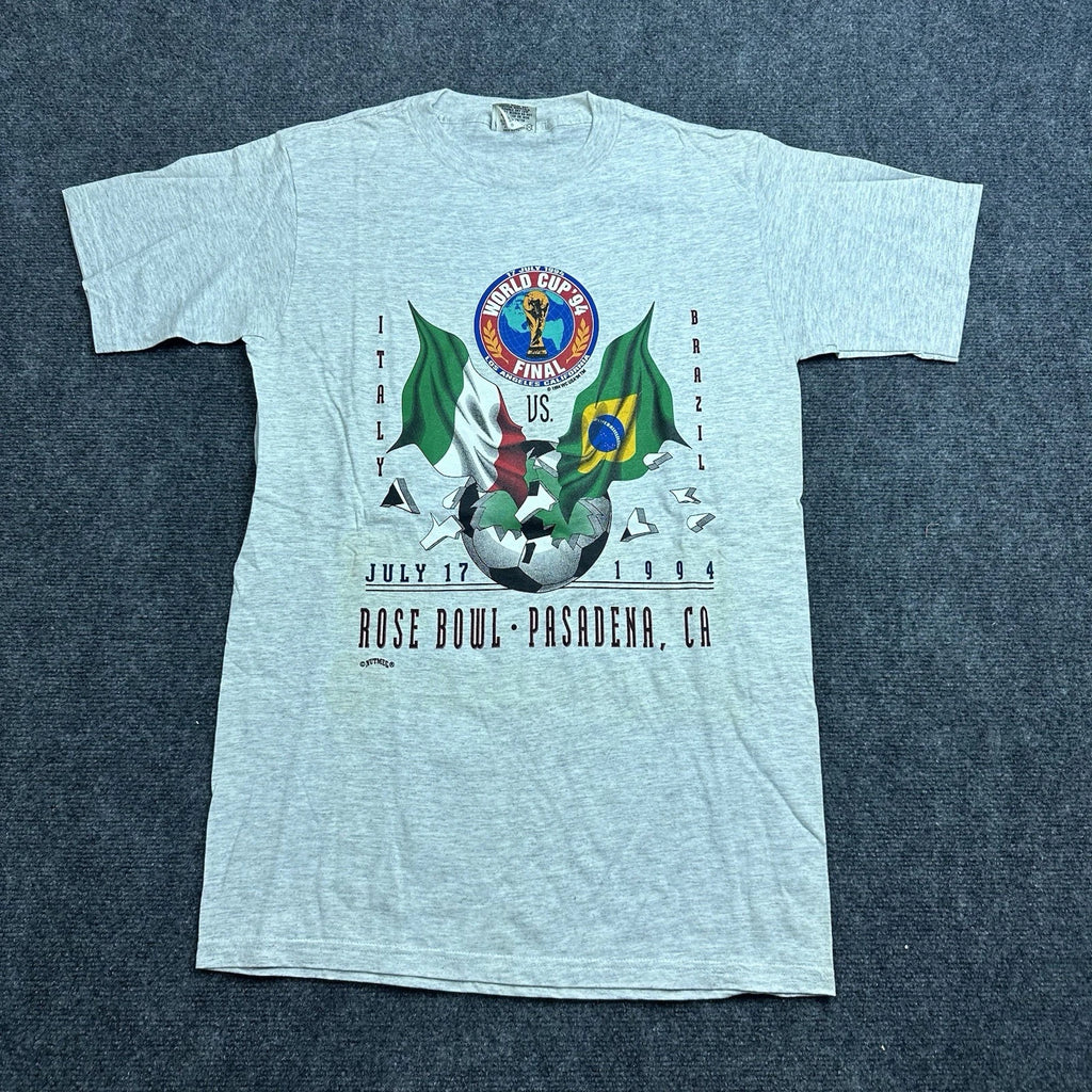 VTG 1994 World Cup Rose Bowl Soccer T-Shirt Youth XL Brazil Italy Nutmeg RARE