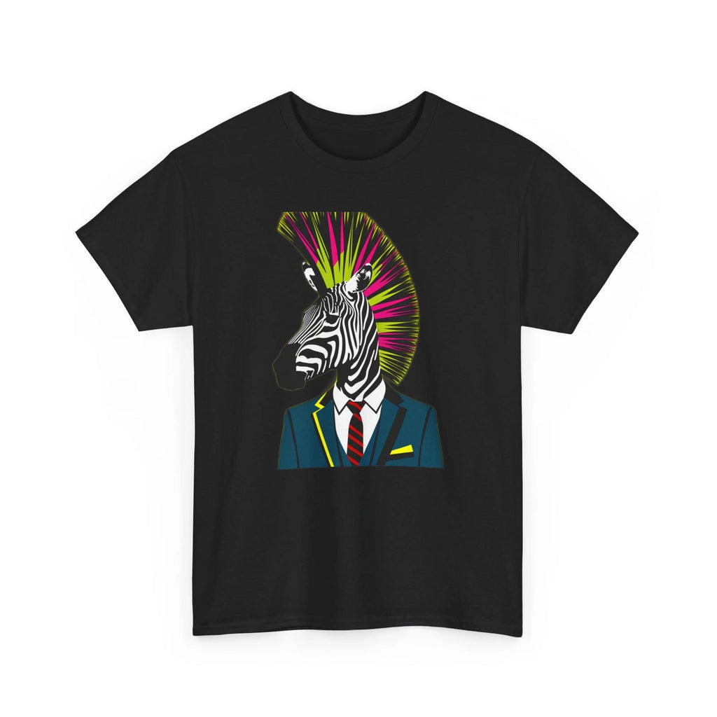 Unisex Adult T Shirt Pop Art Zebra Punk Wearing Suit Fun Animal Zoo Graphic Tee