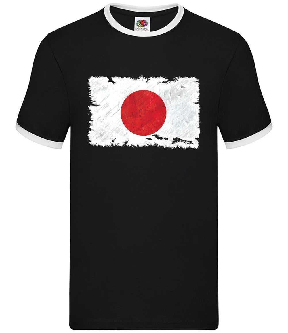 Men's Japanese Grunge Country Travel Flag Ringer Dressdown Jersey T-Shirt