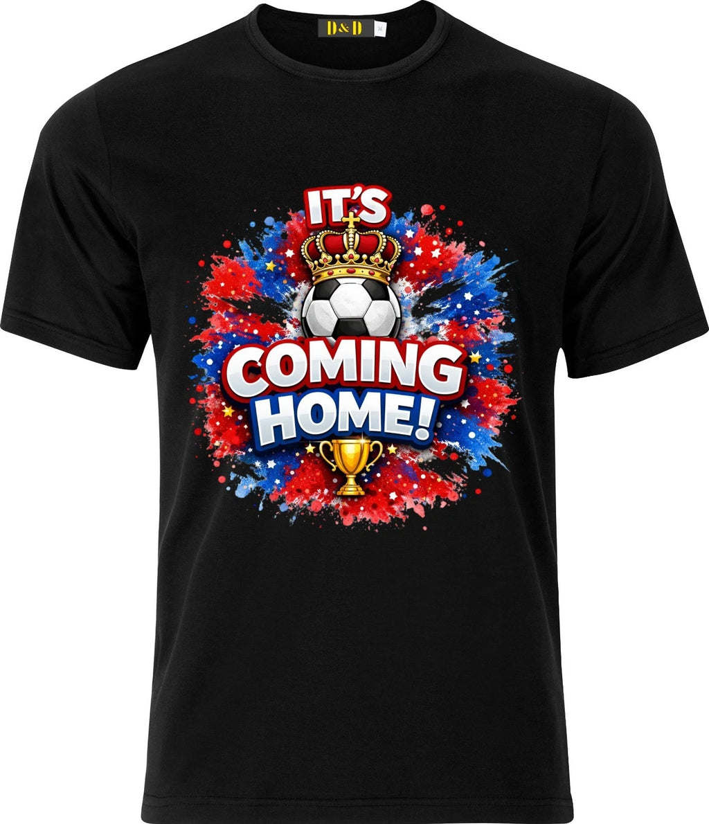 Its Coming Home England Football  Soccer Fan round Neck Short Sleeve  T shirt