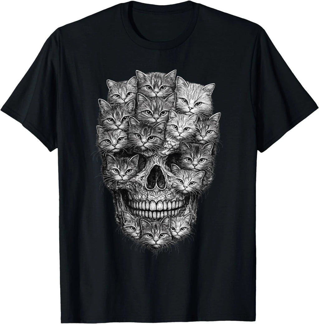 Cat Skull Made of Cats Gothic Kitty Skeleton Dark Aesthetic T-Shirt