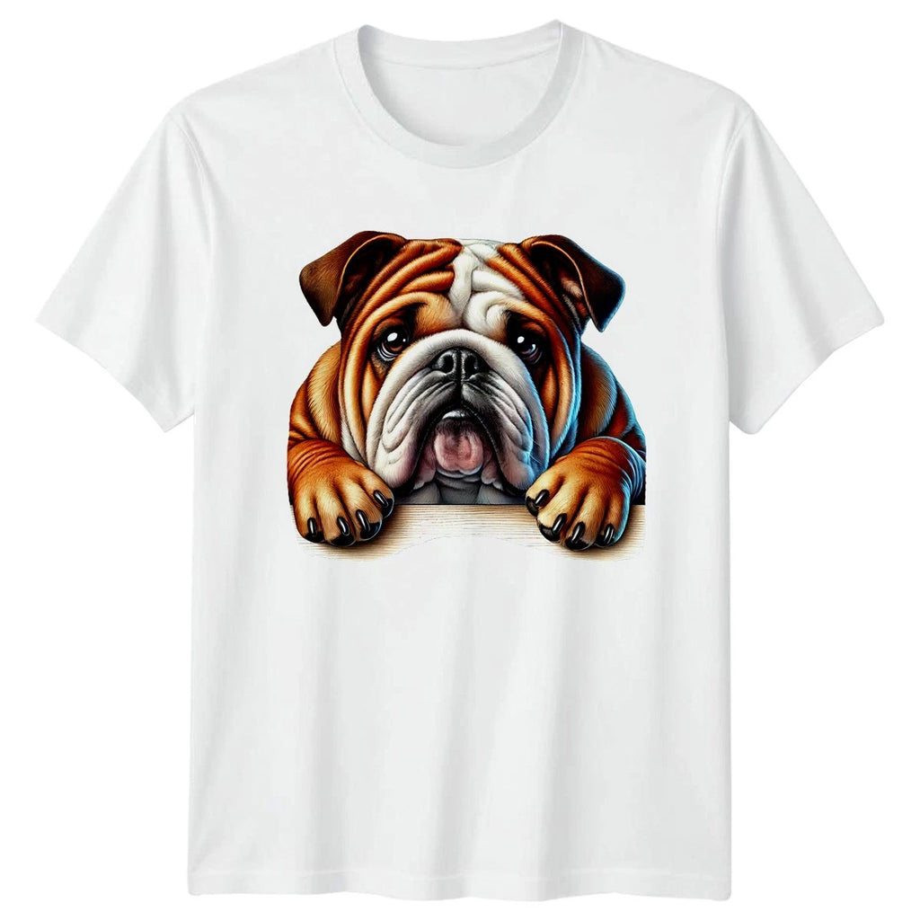 Cute Bulldog Peeking Over Ledge T-Shirt Bulldog Gift For Him And Her