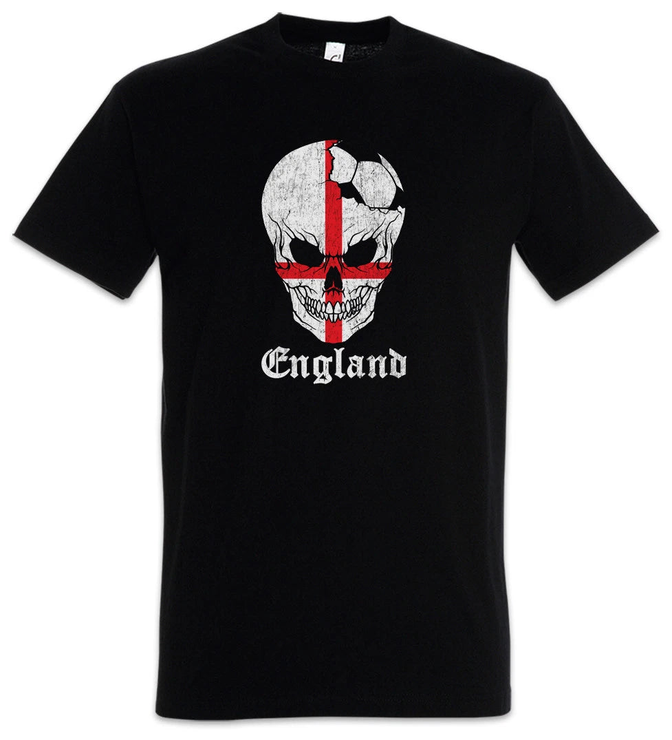 England Football Skull I T-Shirt english Soccer Flag Banner World Championship