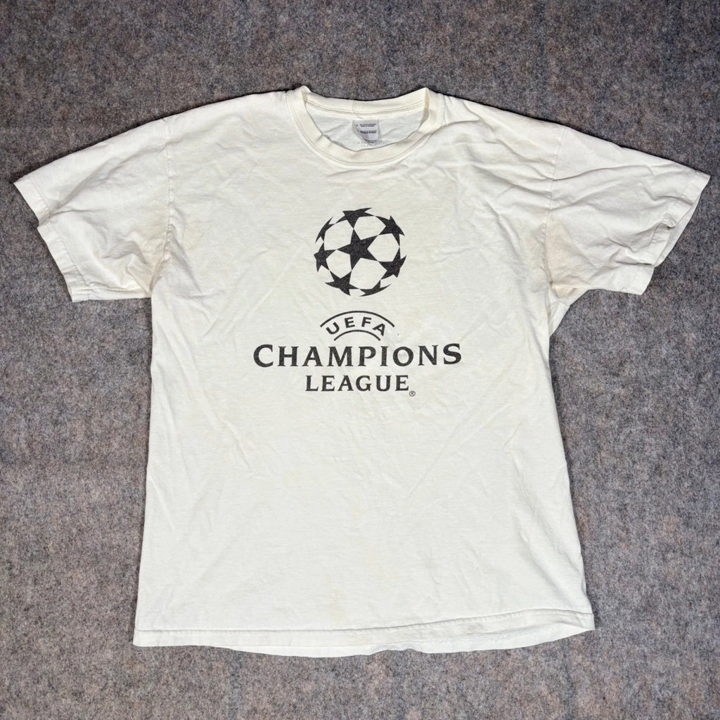 UEFA Champions League T-Shirt Mens Large White Fair Graphic Soccer Tee