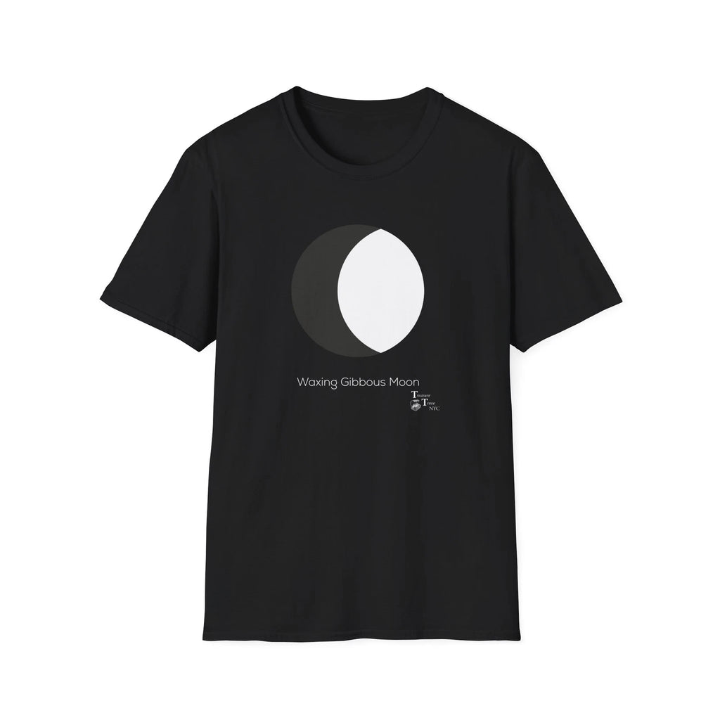 Minimalist Geometric Waxing Gibbous Moon For Black T-shirt Design