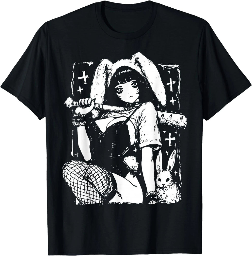 Creepy Horror Bunny Anime Manga Alt Kawaii Harajuku T-Shirt