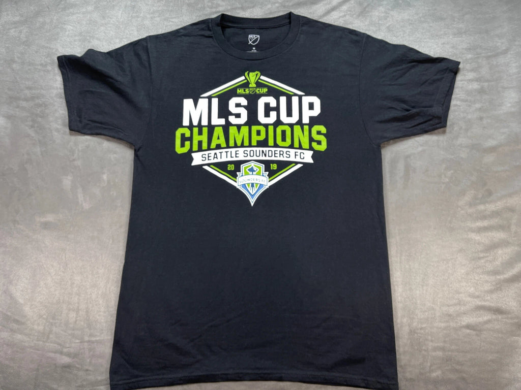 Seattle Sounders FC MLS Cup Champions Black Shirt Med Soccer Futbol PNW 2019 Y2K