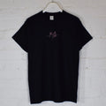 Actual Fact Daft Punk Embroidered Pink on Black Tee T-shirt
