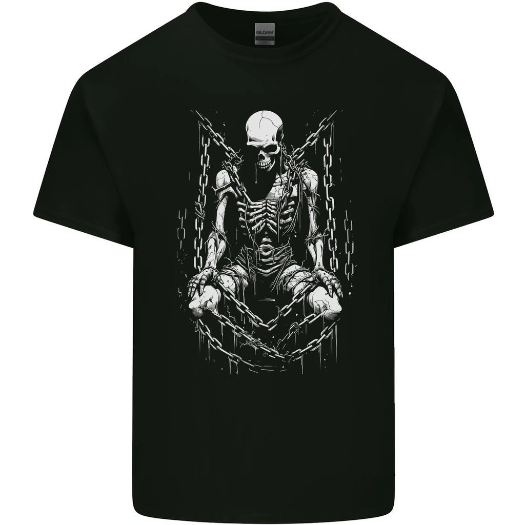 A Skeleton in Bondage Skull Horror Gothic Goth Mens Cotton T-Shirt Tee Top