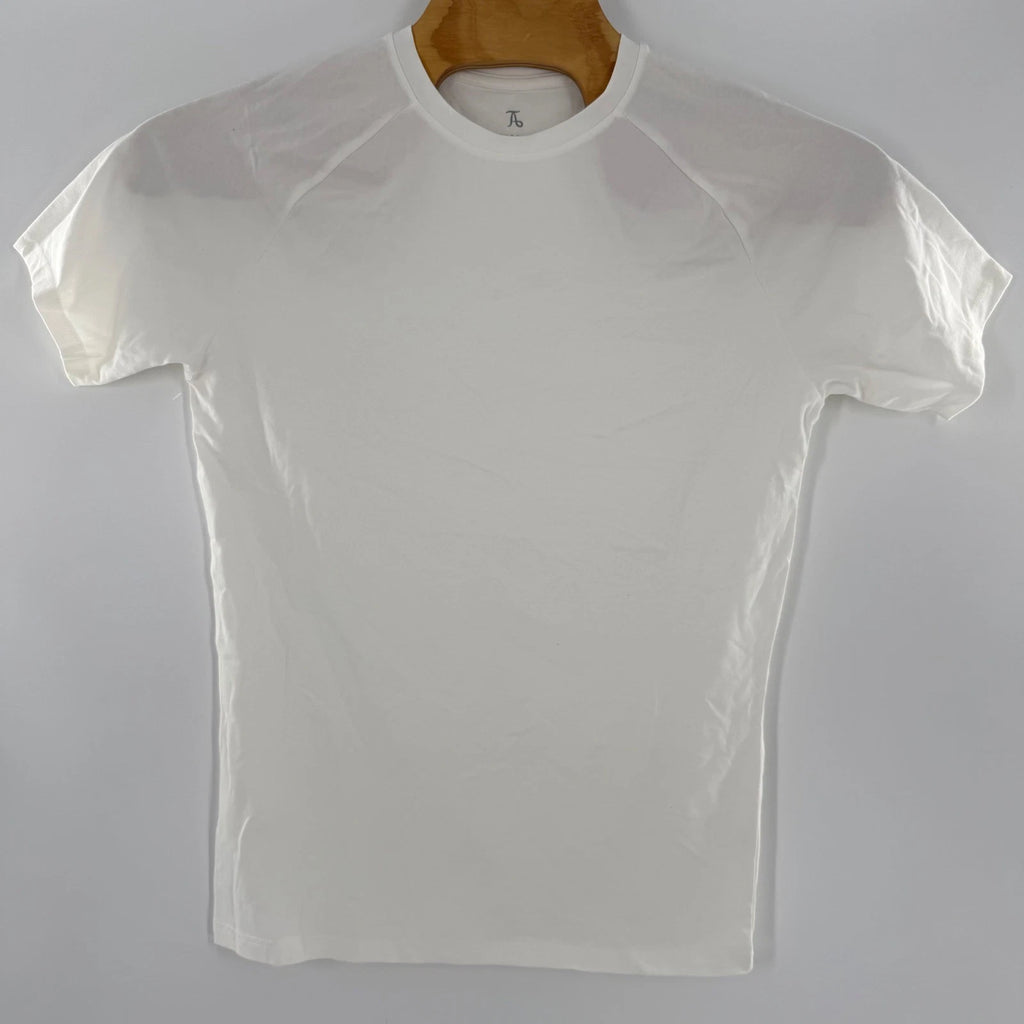 Tailored Athlete Mens Basic T-Shirt White Crew Neck Raglan Athletic Fit Large
