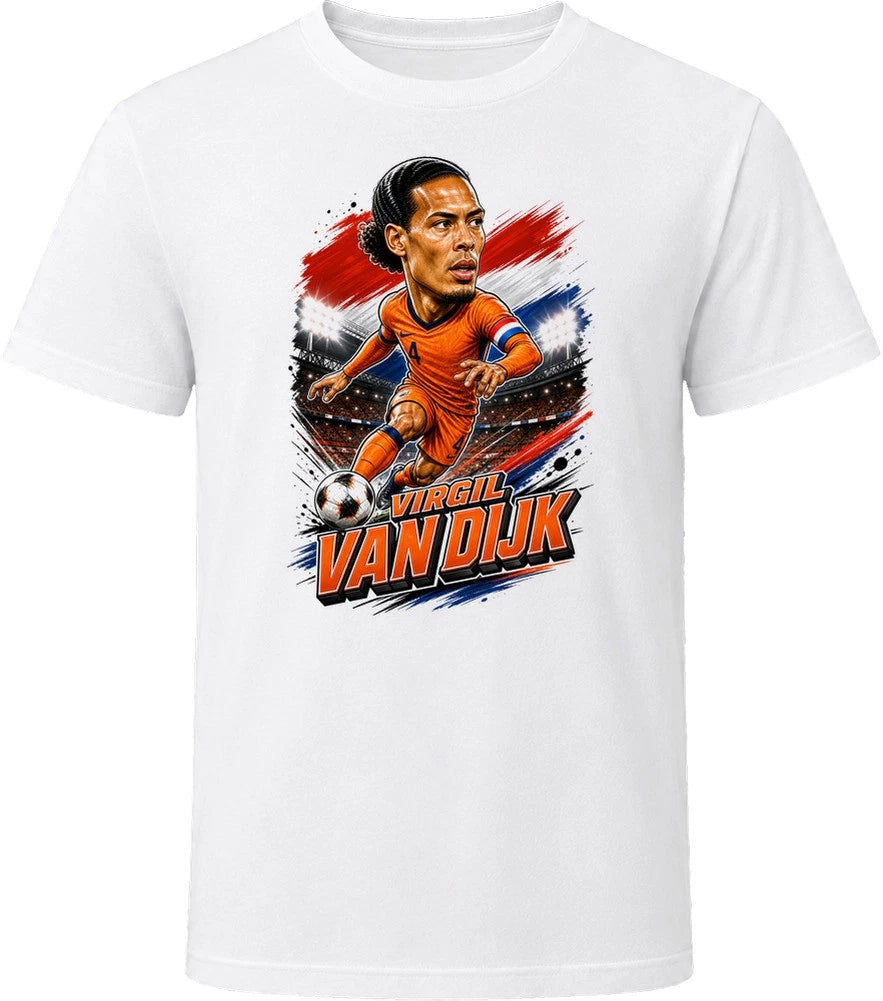 Virgil van Dijk, Netherlands Caricature Soccer 2026 T Shirt