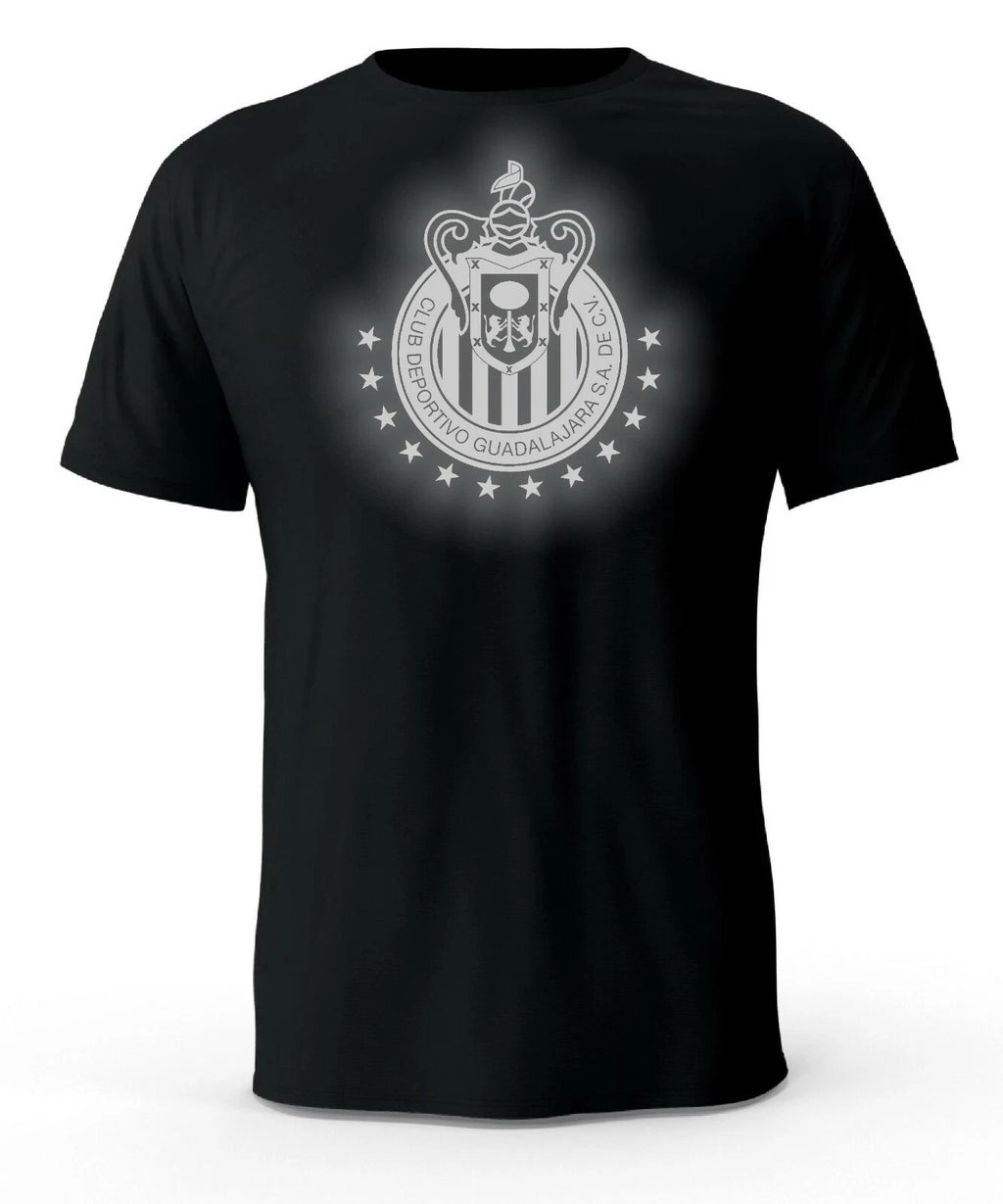 Chivas Guadalajara  Futbol Mexico Black Reflective Logo T-Shirt playera