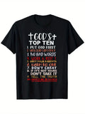 Jesus 10 Commandments Christian Bible Verse T-Shirt - Black with Red & White Let