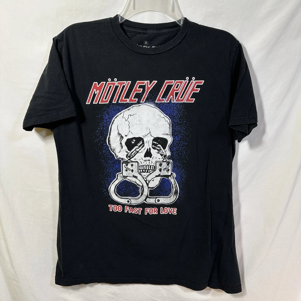 Retro Motley Crue Too Fast for Love Medium Graphic T-Shirt Skull Handcuffs Band